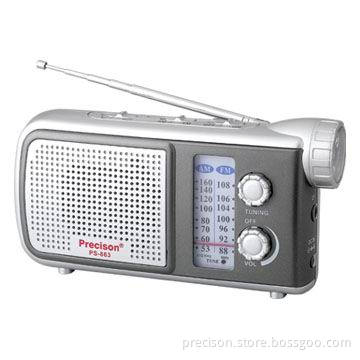 PS-863 crank dynamo flashlight am/fm radio